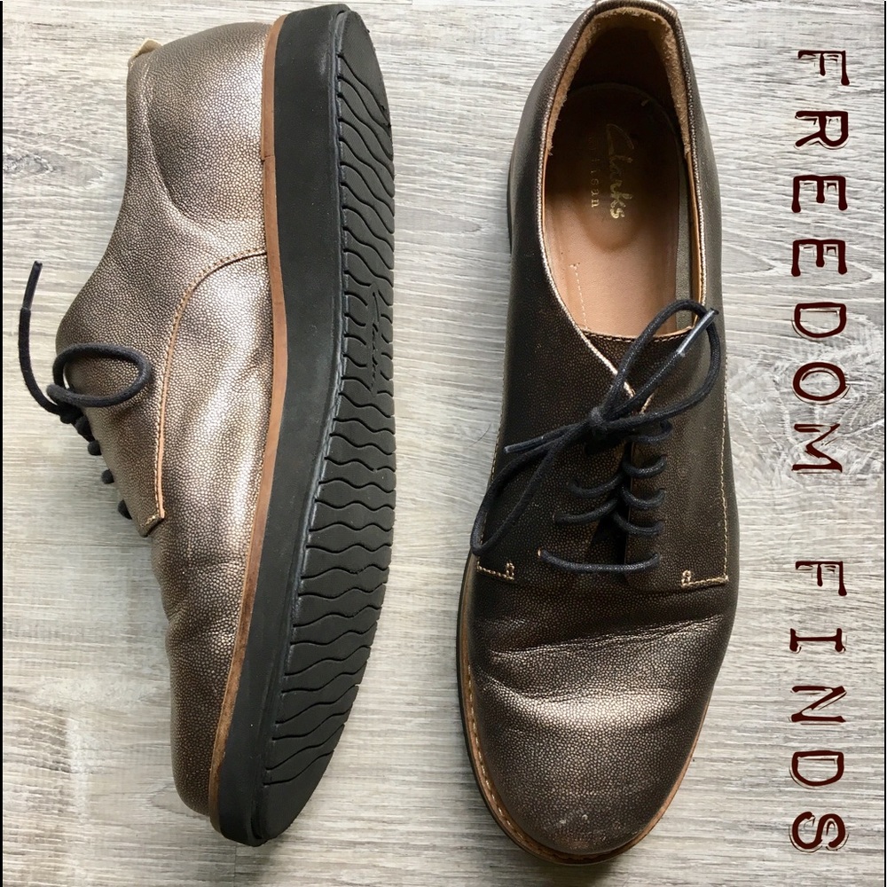 Clark’s Gold Metallic Oxfords